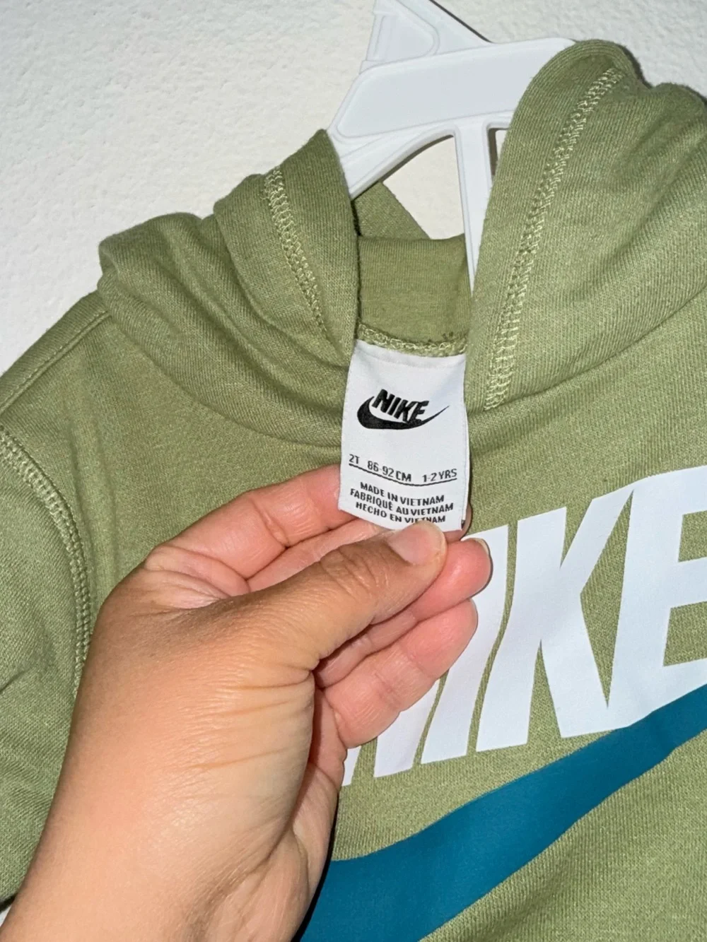 Nike Kids Olive Green Sweatshirt & Joggers with Blue Swoosh